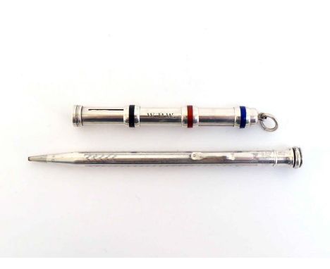 An American silver three-colour propelling pencil, marked "STERLING", late 19th/early 20th century, the three sliders with an