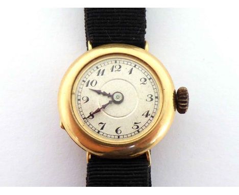 An early 20th century lady's 18 carat gold manual wind cocktail watch, the circular case with silvered dial, Breguet numerals