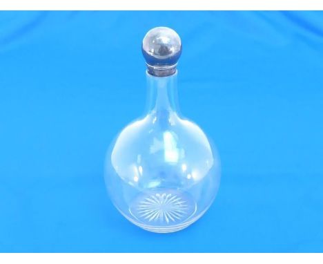 A Victorian silver-mounted decanter by Rupert Favell and Henry Elliot, London, 1890, plain onion form with cylindrical neck a