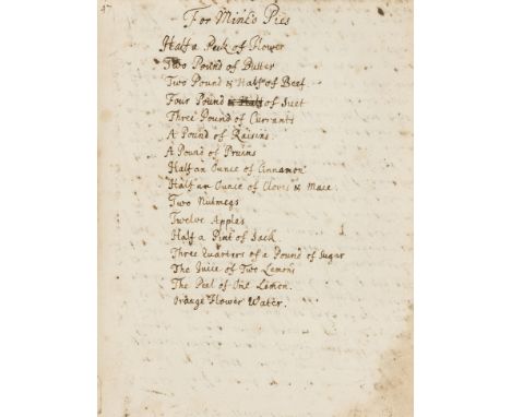 Cookery recipes.- [Collection of recipes], manuscript, 80½pp. & 2pp. of index excluding blanks, in several hands, reverse ent