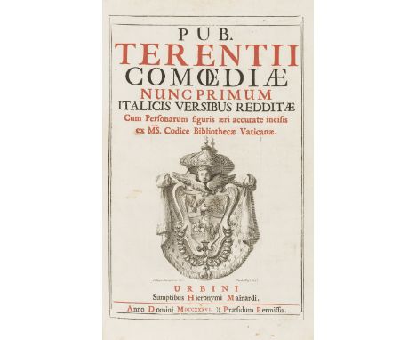 Terence (Publius) Comœdiæ, title in red and black, engraved illustrations, ex-library with label to front pastedown and occas