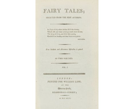 Minerva Press.- Fairy Tales; Selected from the Best Authors, 2 vol., first edition, half-title to vol.1, 4 engraved plates, l