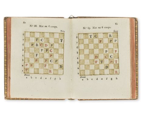 Chess.- [Montigny (Alfred de)] Les Stratagèmes des Échecs, 2 parts in 1, folding woodcut plate and 120 diagrams printed in oc
