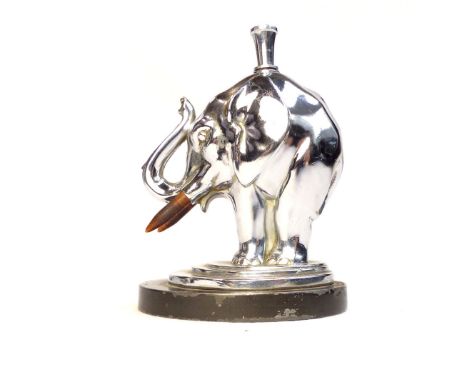 Rare mid 20th C Ronson chrome elephant table lighter striker, 13cm h