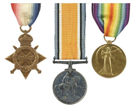 Three medal to Bombardier Robert Thomas Toop, Australian Imperial Force, who died in an accidental cave-in in Egypt: 1914-15 