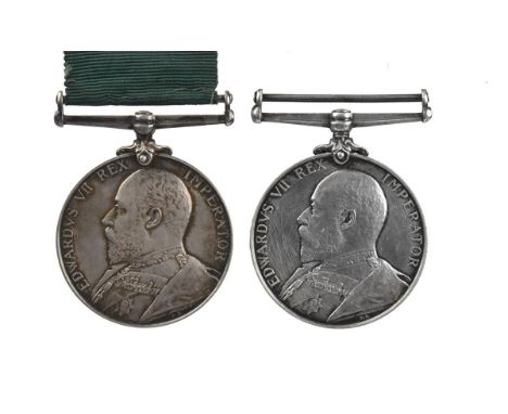 Two Volunteer Long Service Medals to the 16th Middlesex Volunteer Rifle Corps (London Irish), Edward VII: (8988 PTE M. BURKE.