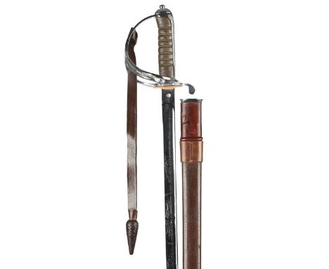 A George VI Royal Artillery officer's sword, of regulation form with etched blade and steel three-bar hilt, shagreen grip; wi