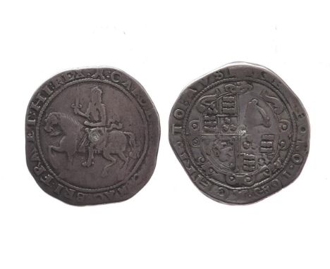 Charles I, silver crown, 1645, provincial issue, Exeter, equestrian portrait of the king with raised sword, i.m. castle, 27.0