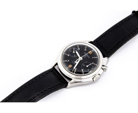 A c1960s Lemania RN / FAA single push chronograph stainless steel wristwatch, 39mm case, running and stop watch function work