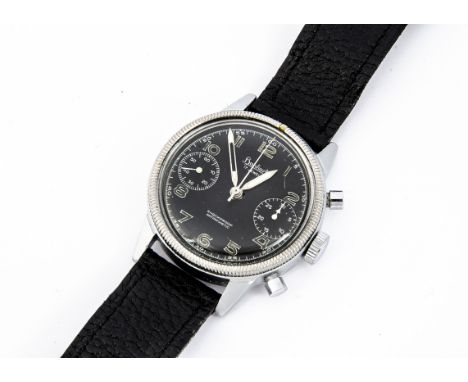 A late 1950s/early 1960s Hanhart Military German Airforce chronograph chrome wristwatch, 40mm case, running, two button pushe