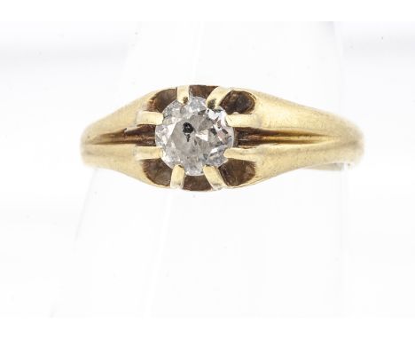 An 18ct gold diamond signet ring, the old cut in claw setting, ring size K, 0.30ct, 2.6g 