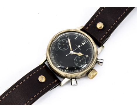 A WWII period Glashutte Tutima German Military wristwatch, 38mm nickel plated case, running, issued to Luftwaffe Airmen, two 