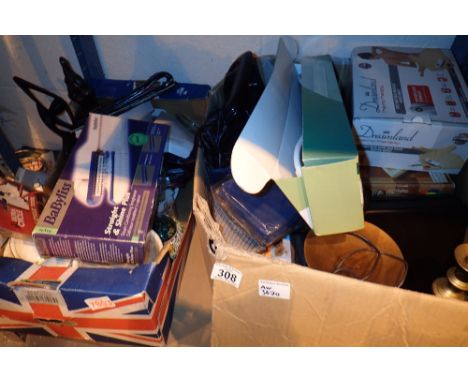 Two boxes of household items including electricals  CONDITION REPORT: All electrical items in this lot have been PAT tested f