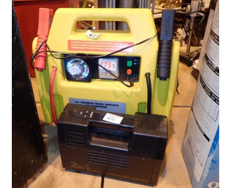 Rechargable jump starter and pressure gauge and a 2 in 1 light and air compressor 