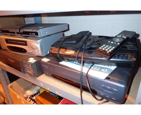 Three video player DVD player and an Amstrand radio 