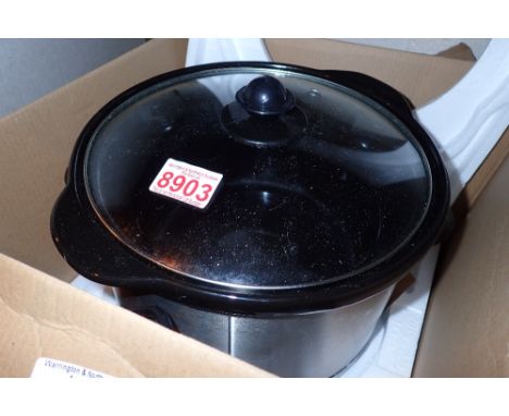 Boxed george home slow cooker CONDITION REPORT: All electrical items in this lot have been PAT tested for safety and have pas