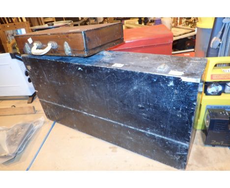 Vintage joiners tool box and a wooden briefcase 