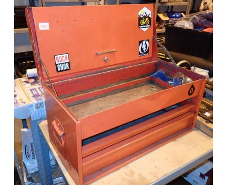 Steel Auto Pro tool chest with two drawers and storage top 