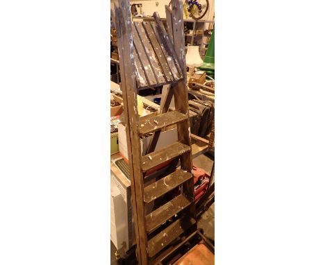Pair of wooden seven step step ladders 