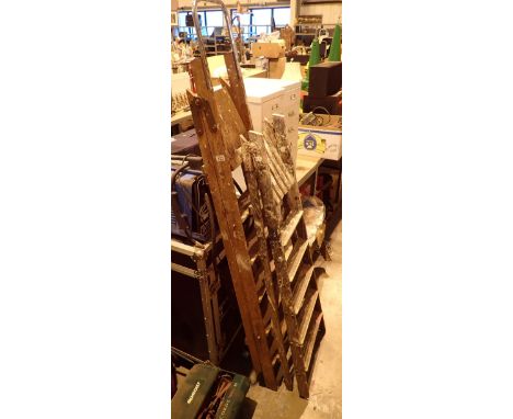 Two pair of five rung folding wooden step ladders