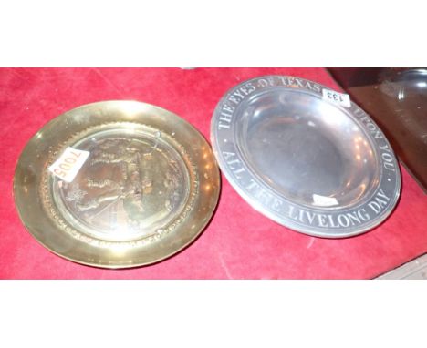 Two metal plates one brass one white metal