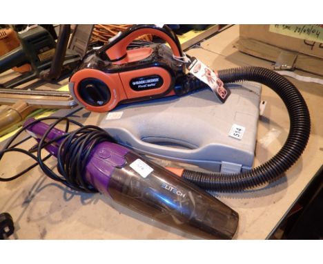 Black and Decker car dust buster hoover with main lite tech hoover and power devil 18v drill  CONDITION REPORT: All electrica