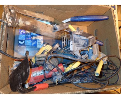 Box of mixed tools including De Walt drill  CONDITION REPORT: All electrical items in this lot have been PAT tested for safet