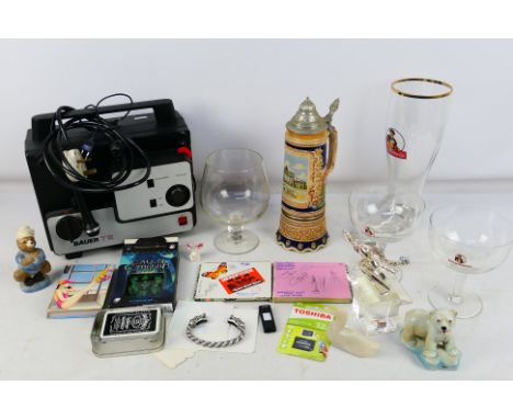 A mixed lot to include a vintage Bauer T2 projector, glassware, small quantity of ceramics and other. [W]