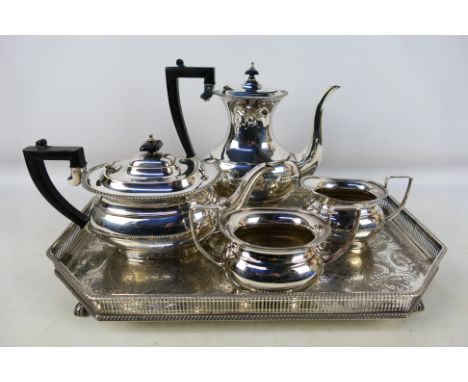 A silver plated tea service and tray. [W]