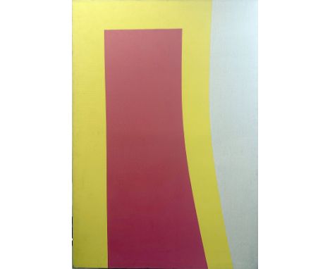 Bachmann, Herrmann (1922 Halle/Saale - Karlsruhe 1995) "Gelb-rot-weis" (großformatige, konkrete Komposition), so verso auf Et