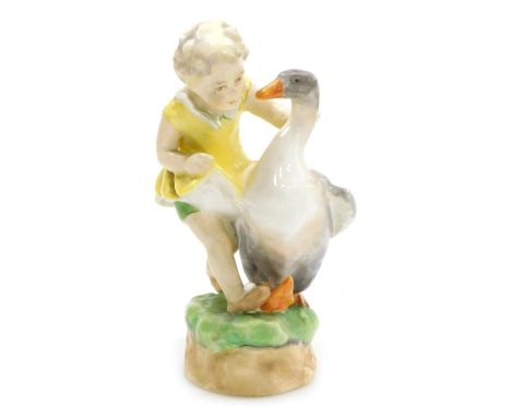 A Royal Worcester porcelain figure, modelled as Goosey Goosey Gander, number 3304, printed marks.