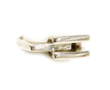 A silver ring, marked as Gucci, in a modernist design, stamped 925, 1551 F1, size P.