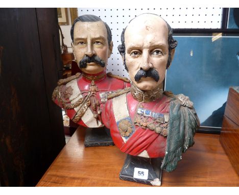 Bust of Sir R Buller and another pottery Military bust, 35.5cm in Height. Condition - some chipping and repair 