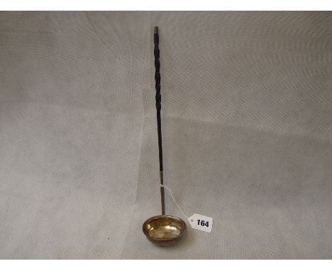 19thC European Silver Toddy ladle with twisted whalebone handle