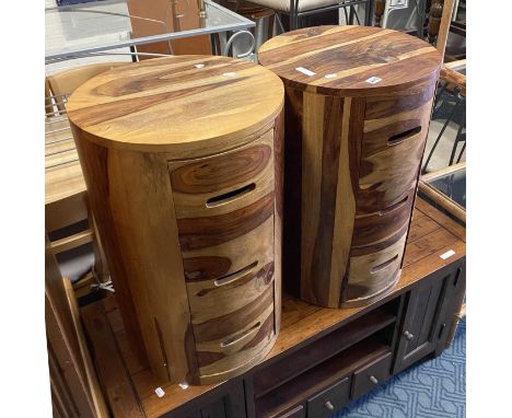 PAIR OF HARDWOOD 3 DRAWER LAMP TABLES