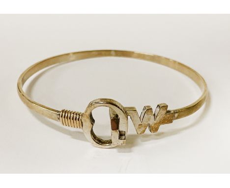 14CT GOLD &amp; SILVER MIXED BANGLE VTG CARIBBEAN BRACELET CO 