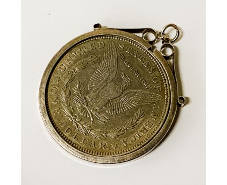 1921 MORGAN SILVER DOLLAR IN STERLING SILVER SURROUND 31.6 GRAMS APPROX
