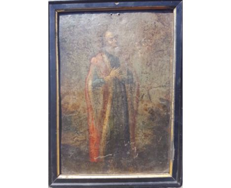 Artist: Unknown Title: (Portrait of a Saint) Medium: Oil on copper panel Size: 9 1/4" x 10 3/4" panel size Date: 18th century