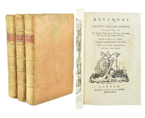 Bindings:- poetry. 1767 Reliques of Ancient English Poetry: consigning of Old Heroic Ballands, Songs, and other Pieces of our