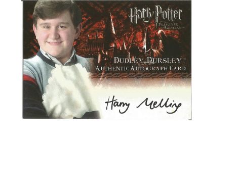 Harry Melling as Dudley Dursley signed Harry Potter Collection autographed Artbox trading card. Each card has picture of the 