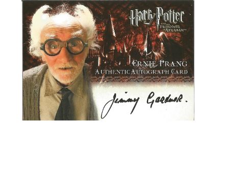 Jimmy Gardner as Ernie Prang signed Harry Potter Collection autographed Artbox trading card. Each card has picture of the cha