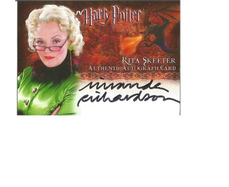 Miranda Richardson as Rita Skeeter signed Harry Potter Collection autographed Artbox trading card. Each card has picture of t