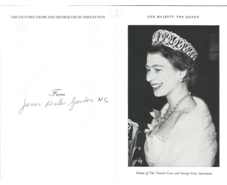 James Gordon VC signed Victoria and George Cross Association 1970 Christmas card. Gordon was one of 20 Australians to receive