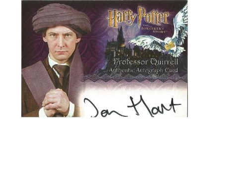 Ian Hart as Professor Quirrell signed Harry Potter Collection autographed Artbox trading card. Each card has picture of the c