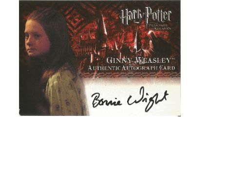 Bonnie Wright as Ginny Weasley signed Harry Potter Collection autographed Artbox trading card. Each card has picture of the c