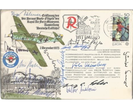 The Glorious Dozen JG2 Luftwaffe aces multisigned ME109 RAF Museum cover. Only 140 covers signed by A Galland, K B. Buhligen,