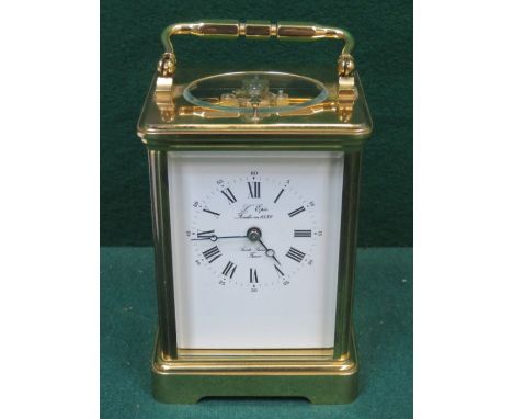 MODERN FRENCH CARRIAGE CLOCK WITH REPEATER BUTTON TO TOP  