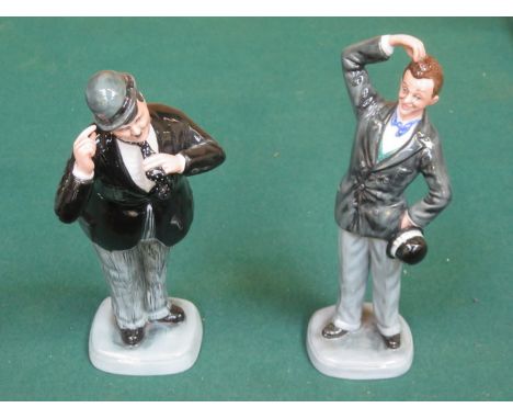 TWO LIMITED EDITION GLAZED CERAMIC FIGURES - STAN LAUREL HN2774 AND OLIVER HARDY HN2775 