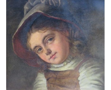 GILT FRAMED OIL ON BOARD PORTRAIT OF A YOUNG GIRL APPROX. 34x37cm 