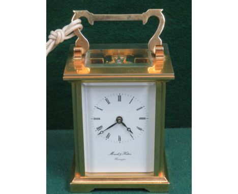MORRELL & HILTON BRASS AND GLASS CARRIAGE CLOCK 